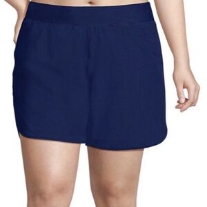 Women's Lands’ End Plus Size SunShade Board Shorts with Panty UPF 50 5" Blue 22W